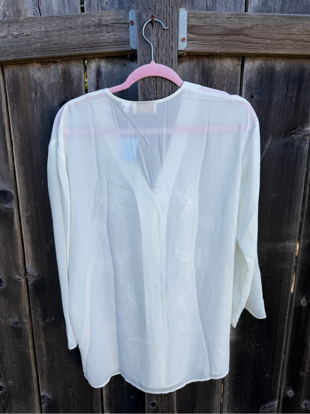 Vintage Victoria's Secret Gold Label Sheer Embroidered Blouse White Small 90s - Picture 3 of 4